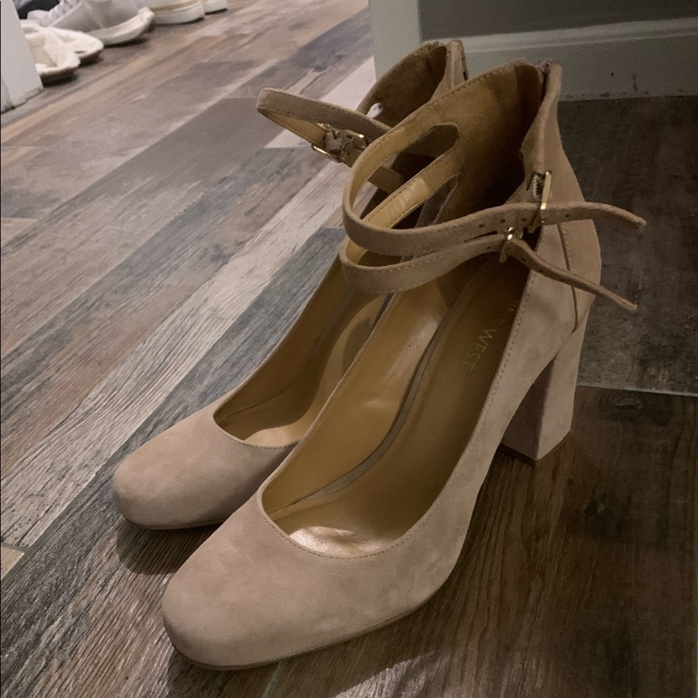 Nine West Tan Suede Block Heels